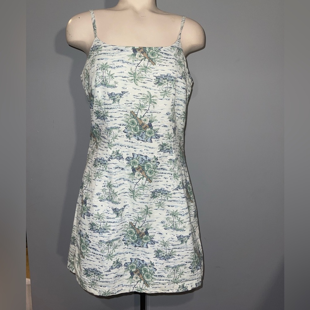 Aqua Blues Vintage 90s mini dress spaghetti straps Woman’s 9 SEE measurements